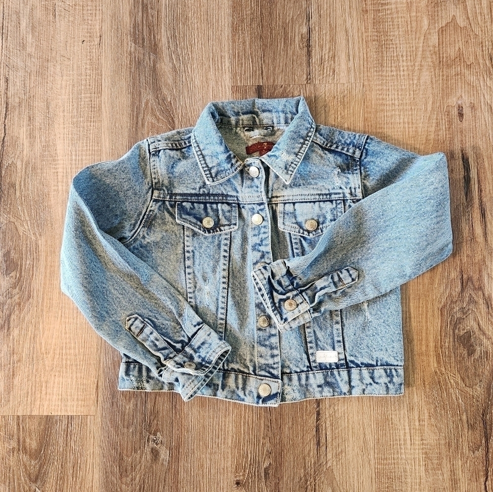 7 For All Mankind Distressed Denim Jean Jacket Kids Child Size 6
